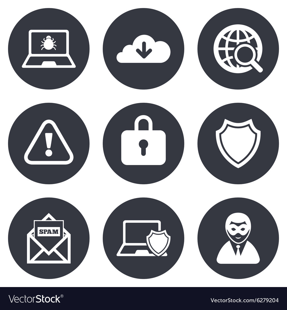 Internet privacy icons cyber crime signs