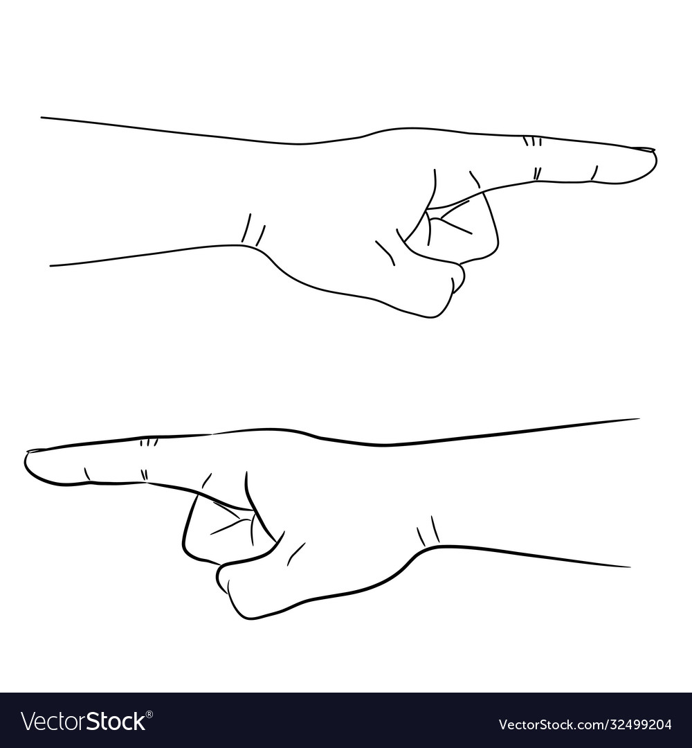Man hand with a pointing finger from contour vector image Man hand with a pointing finger from contour