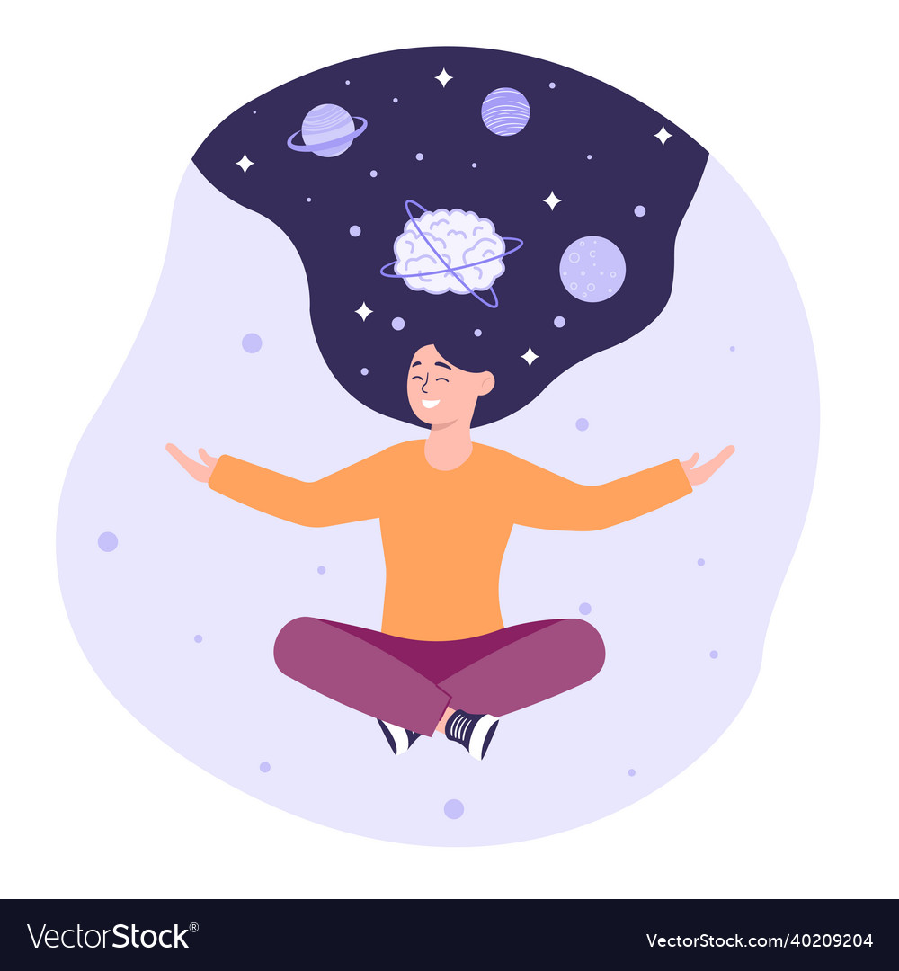 Meditation for relaxing mind and brain concept vector image Meditation for relaxing mind and brain concept