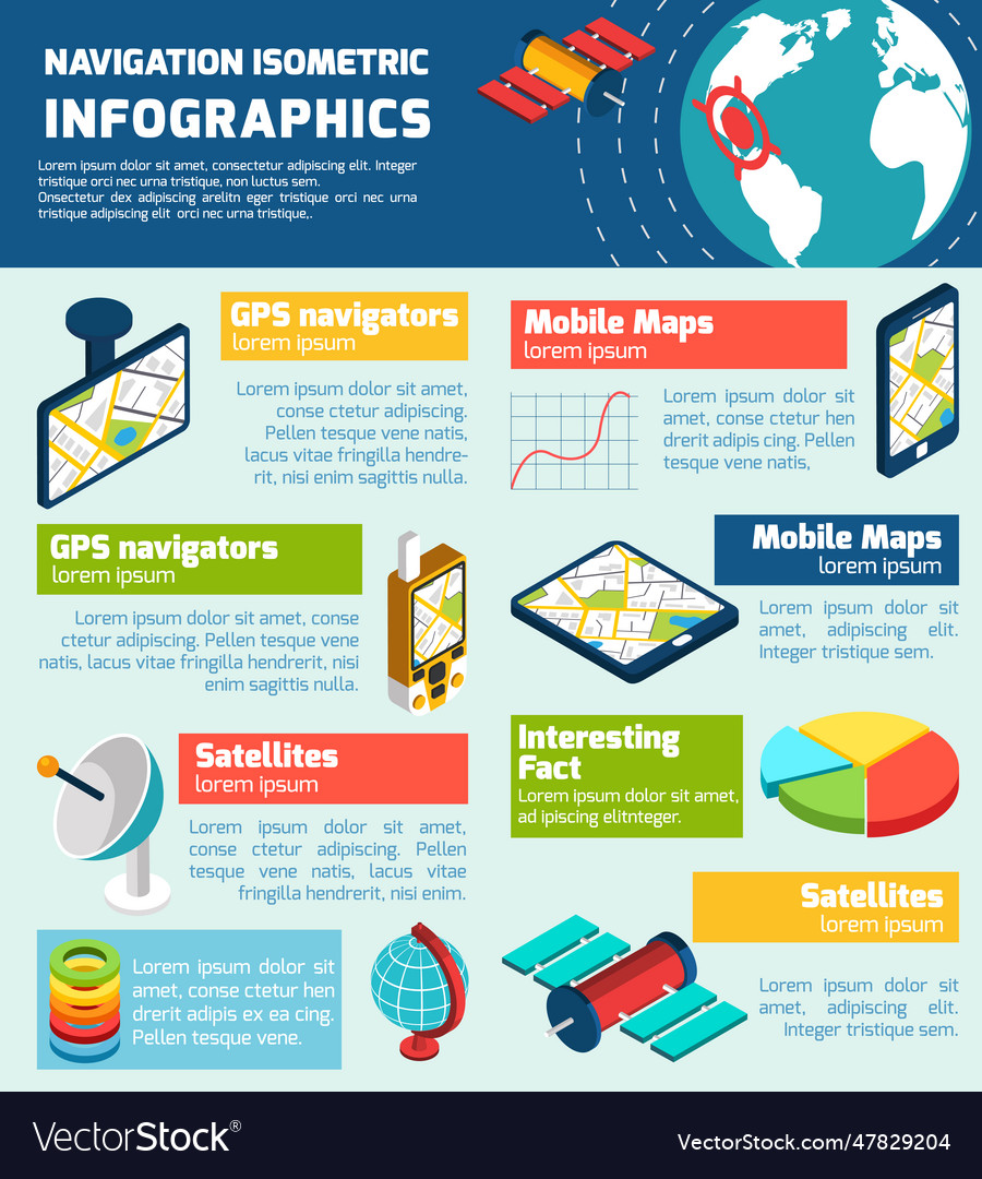 Navigation infographic isometric layout chart