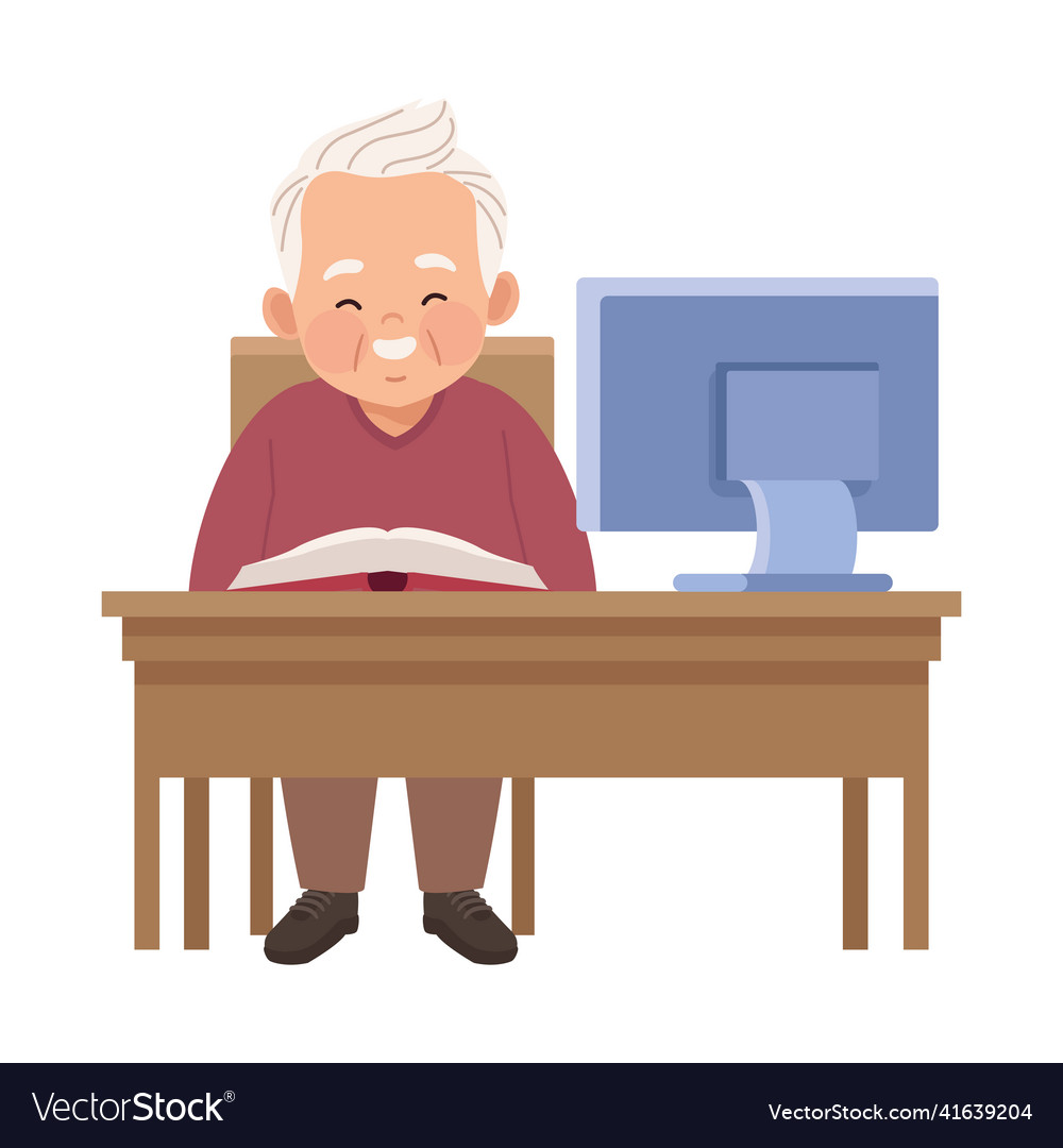 Old man with textbook