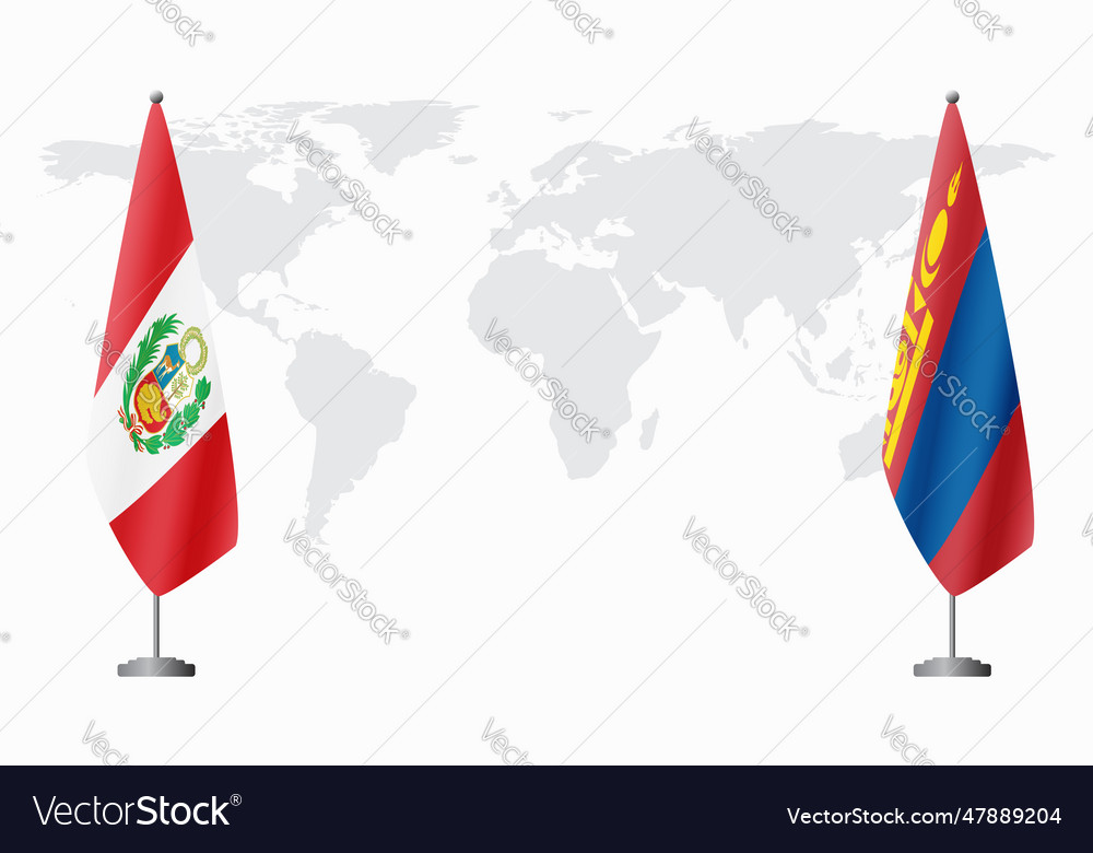 Peru and mongolia flags for official meeting