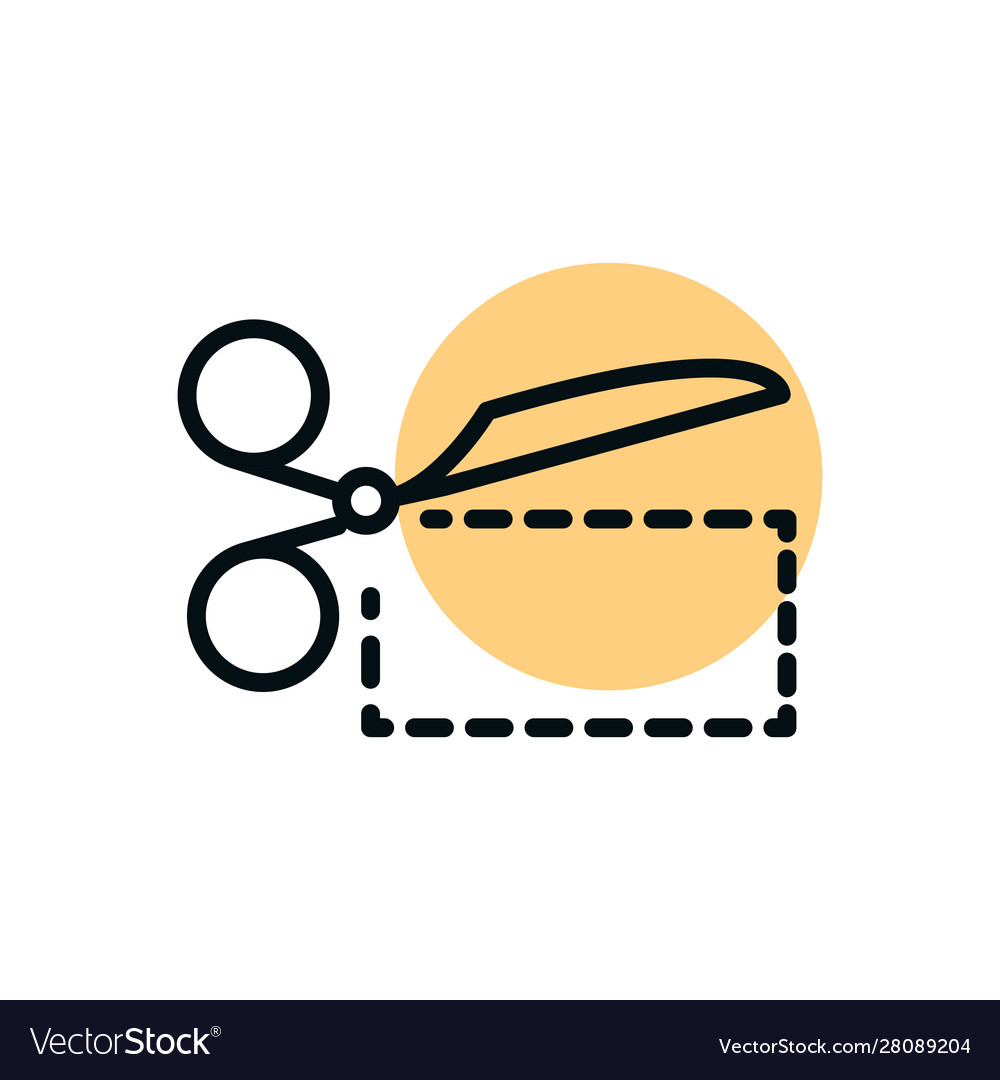 Scissors with a dashed shopping line dot color