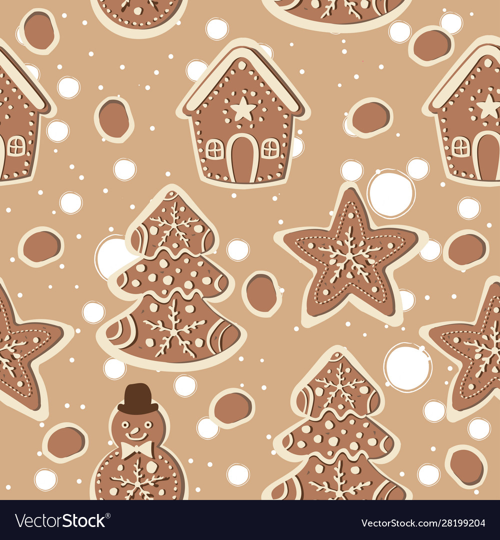 Seamless pattern with really cute gingerbead