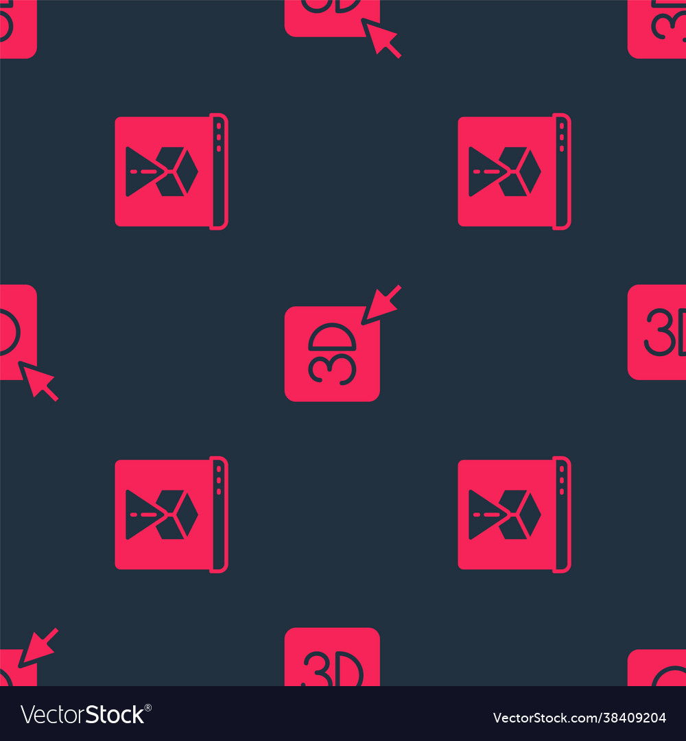 Set 3d printer and on seamless pattern vector image Set 3d printer and on seamless pattern