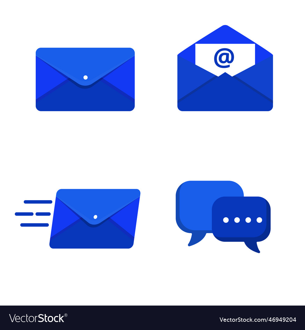 Set of mail icon with flat style