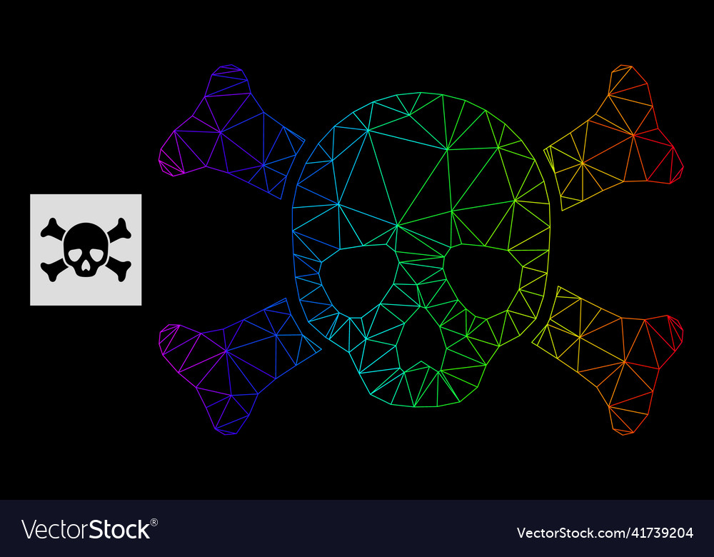 Spectrum gradiented polygonal net death skull icon