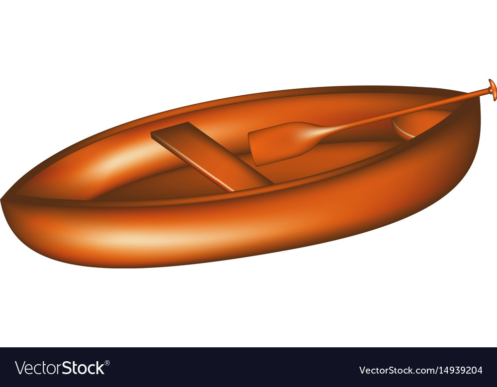 Wooden canoe with paddle