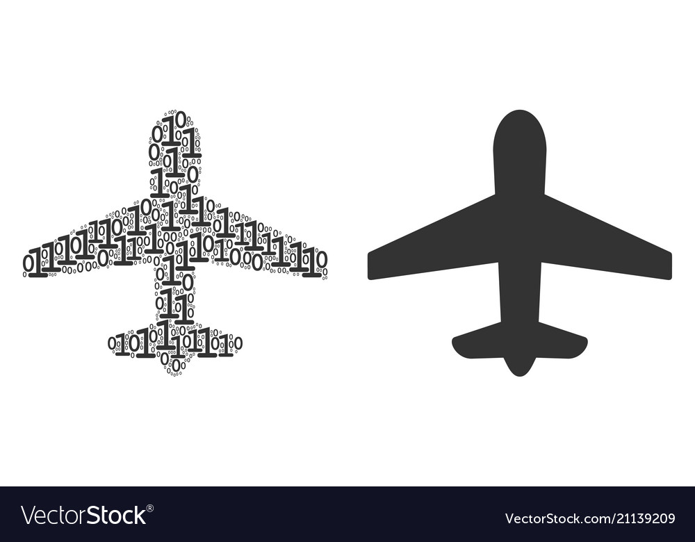 Airplane mosaic of binary digits vector image Airplane mosaic of binary digits