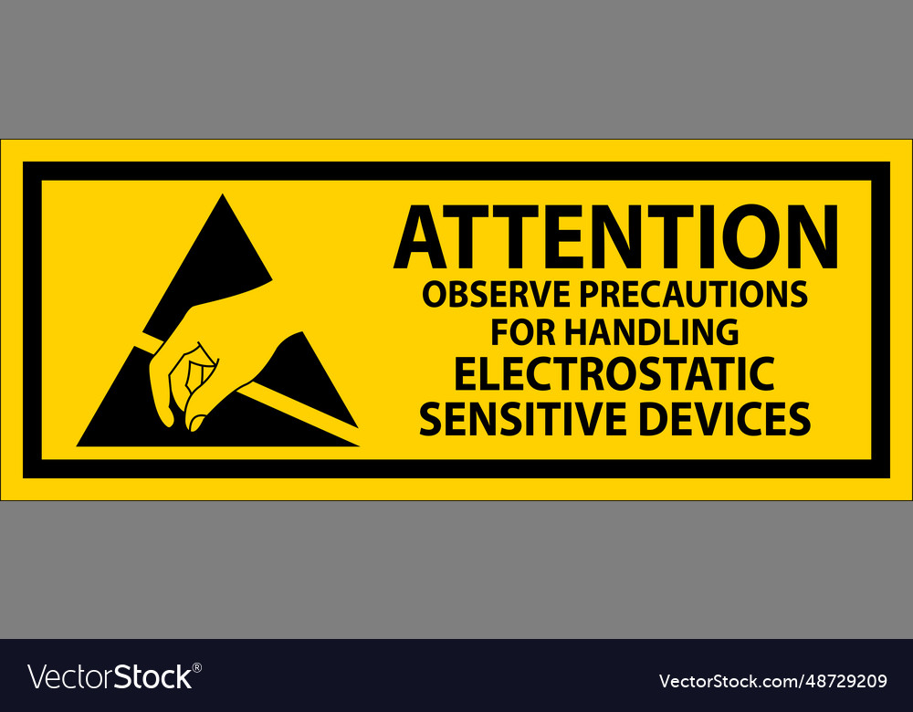 Anti-static labels attention observe precautions vector image Anti-static labels attention observe precautions