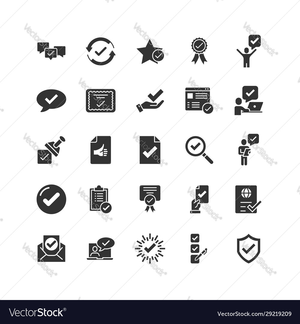 Approve icon set in flat style check mark vector image Approve icon set in flat style check mark