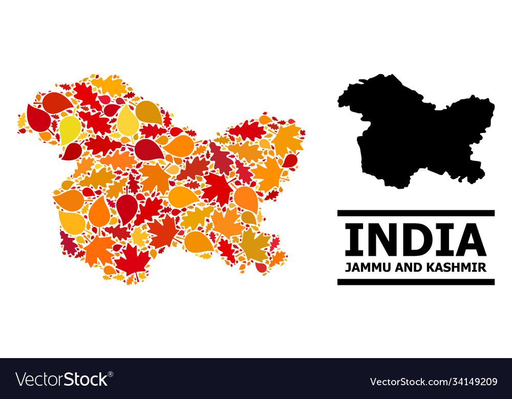 Autumn leaves - mosaic map jammu and kashmir vector image Autumn leaves - mosaic map jammu and kashmir