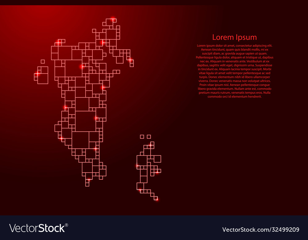 Bahrain map from red pattern a grid vector image Bahrain map from red pattern a grid