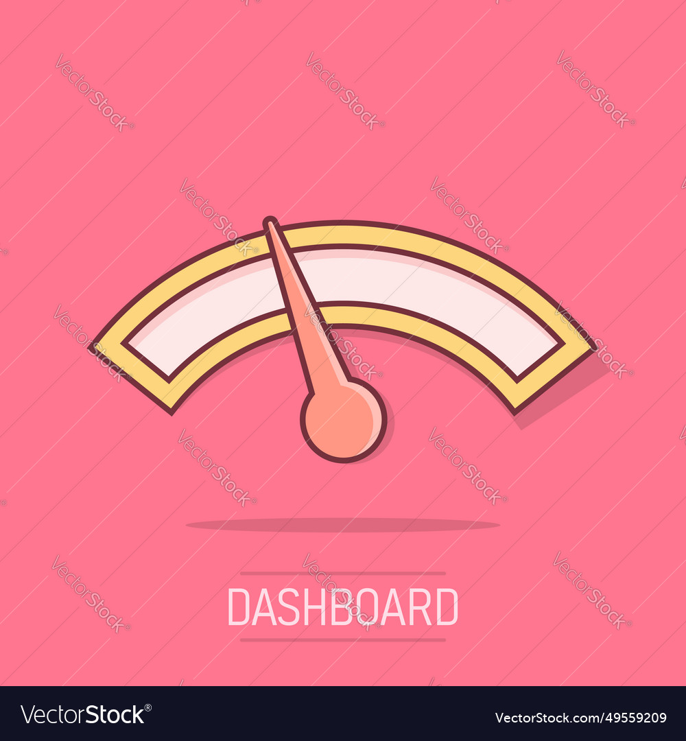 Cartoon dashboard icon in comic style level meter