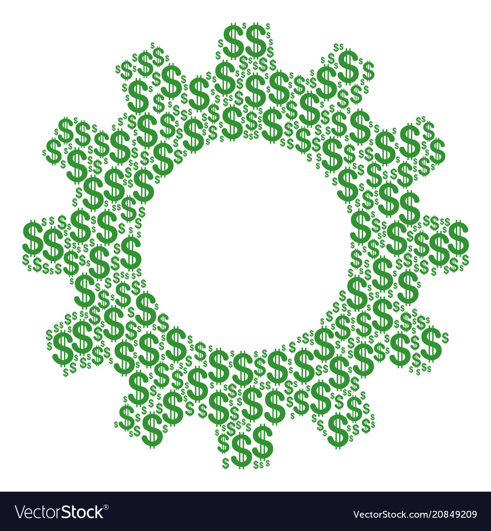 Cog composition of dollar icons