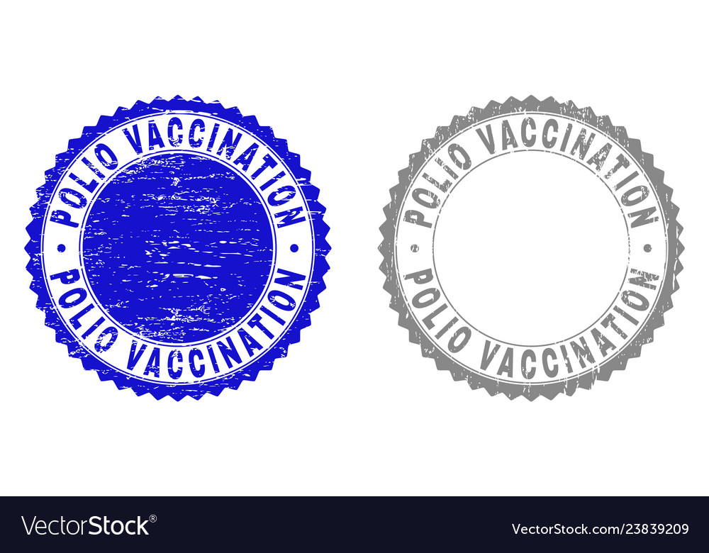 Grunge polio vaccination scratched stamps