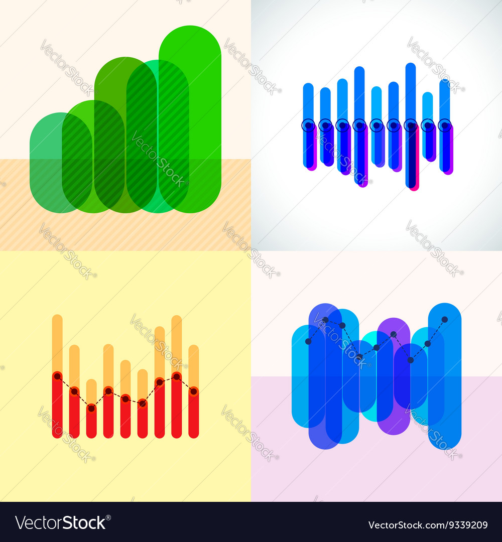 Infographics set with overlapping bars