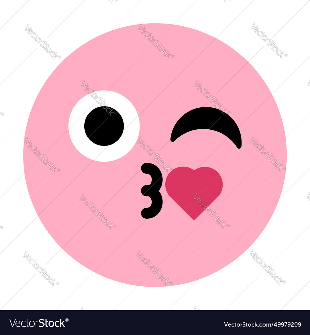 Kiss with heart expression cute emoji icon Vector Image