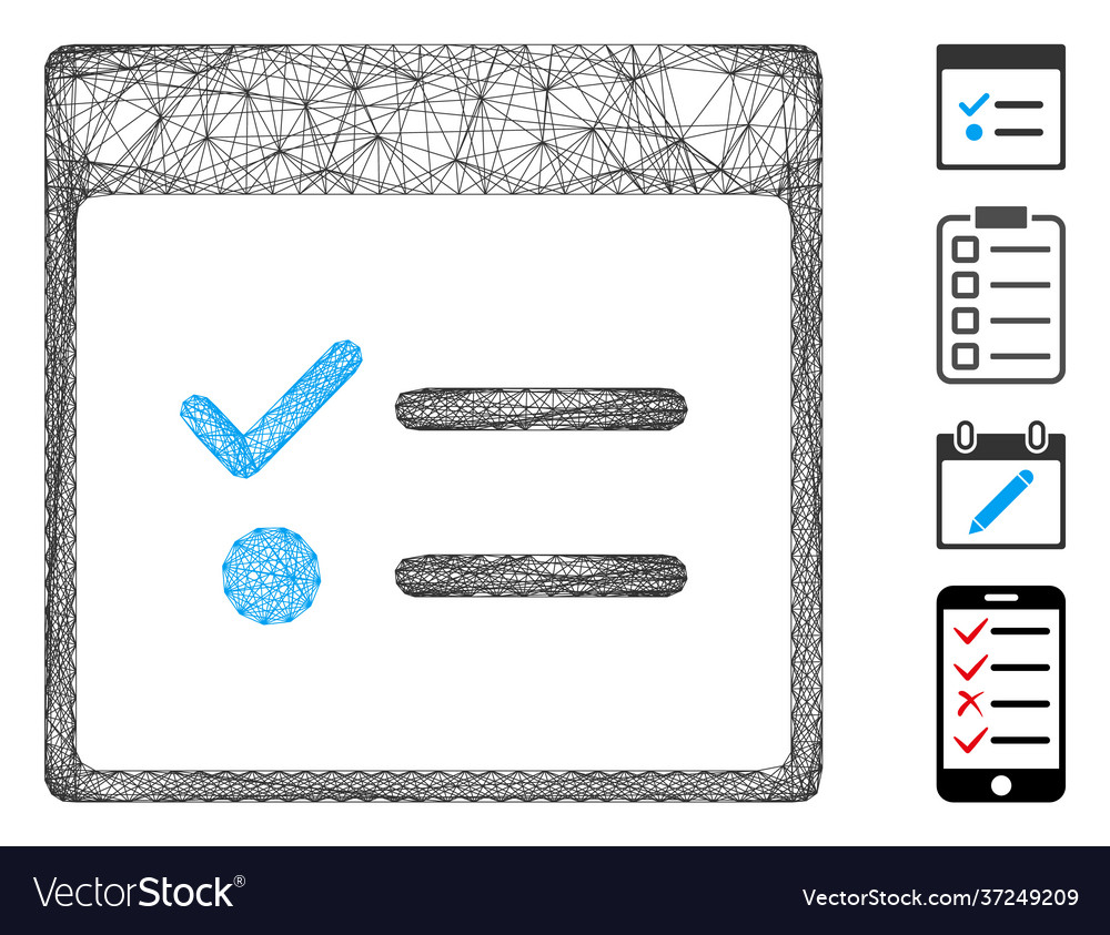 Net todo items calendar page mesh vector image Net todo items calendar page mesh