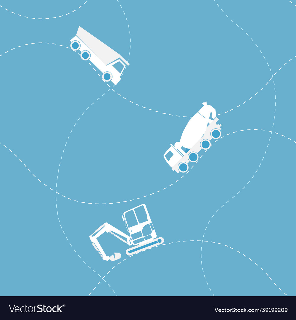 Seamless pattern with construction machines vector image Seamless pattern with construction machines