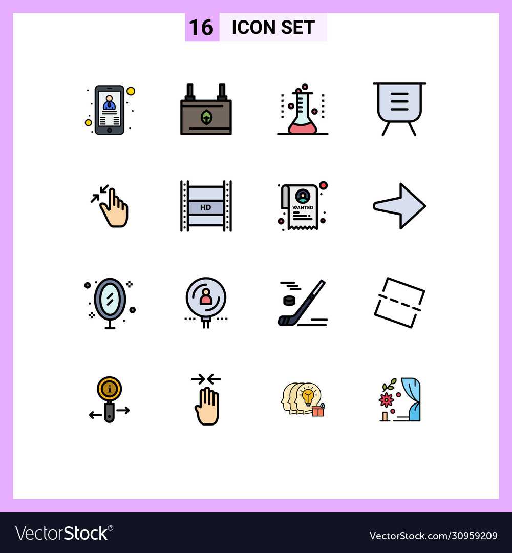 Set 16 flat color filled lines on grid