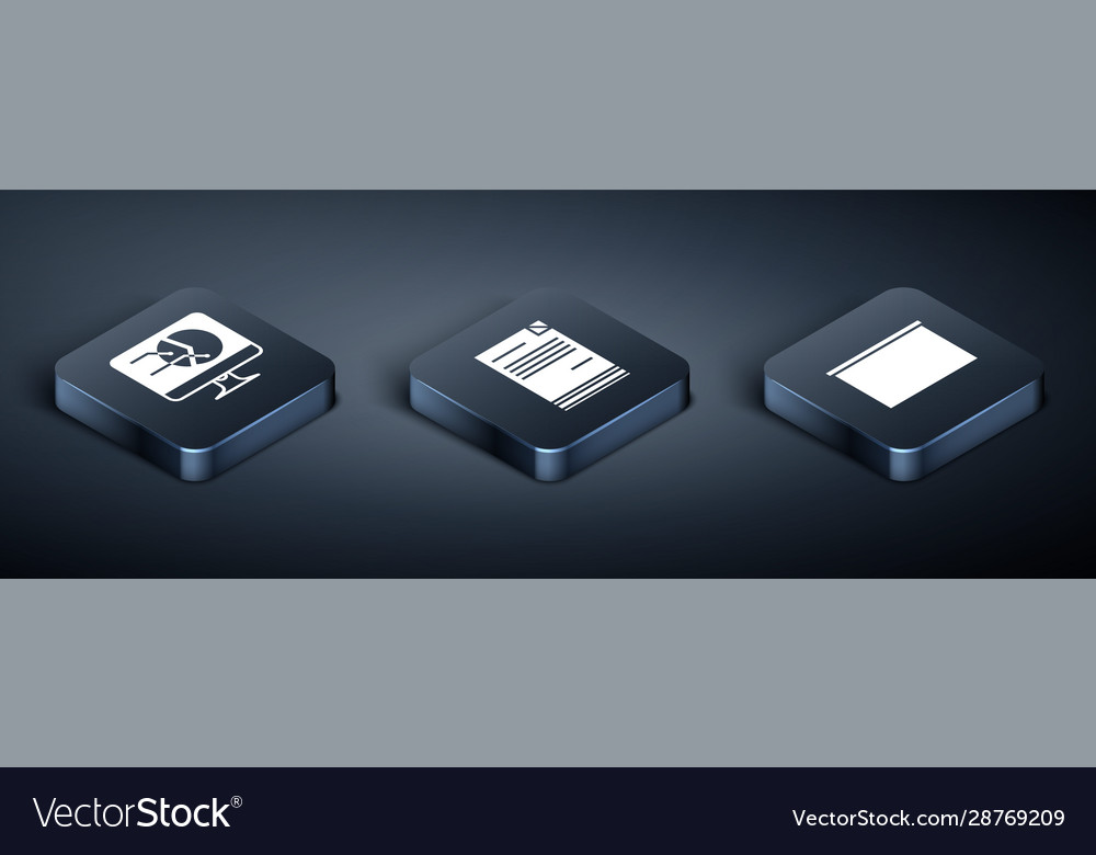 Set isometric computer monitor with graph chart vector image Set isometric computer monitor with graph chart