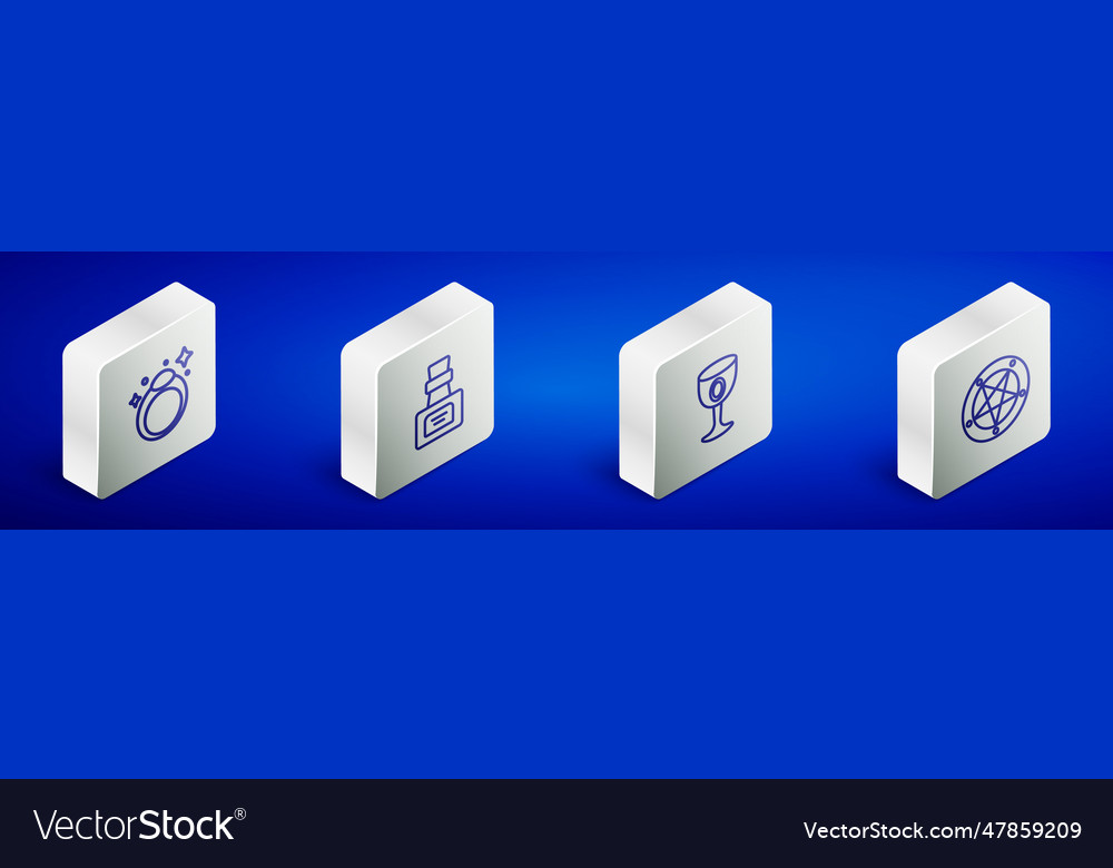 Set isometric line magic stone ring bottle Vector Image Set isometric line magic stone ring bottle
