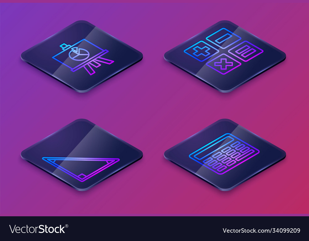 Set isometric line xyz coordinate system calendar vector image Set isometric line xyz coordinate system calendar