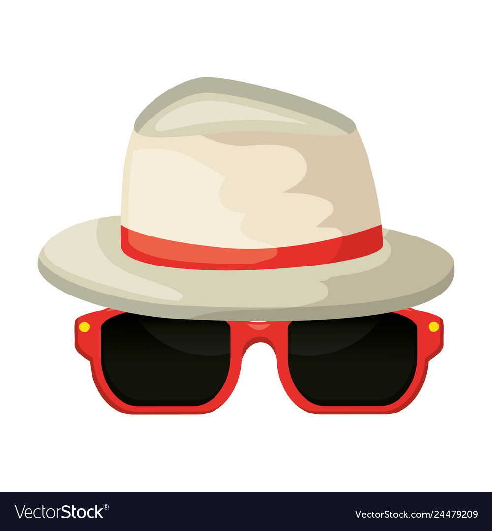 Sunglasses summer with hat Royalty Free Vector Image