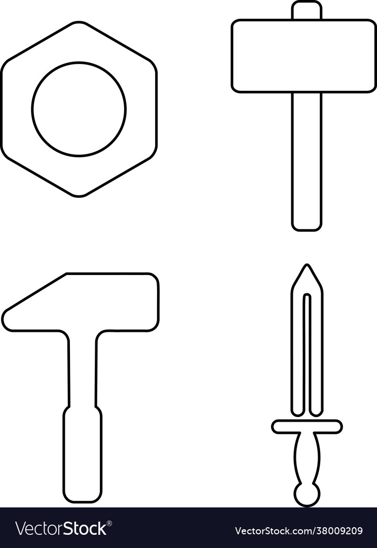 Tools icon set line one color vector image Tools icon set line one color