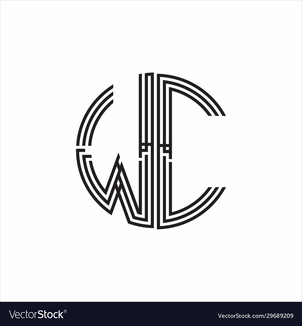 Wc logo monogram triple ribbon style line design