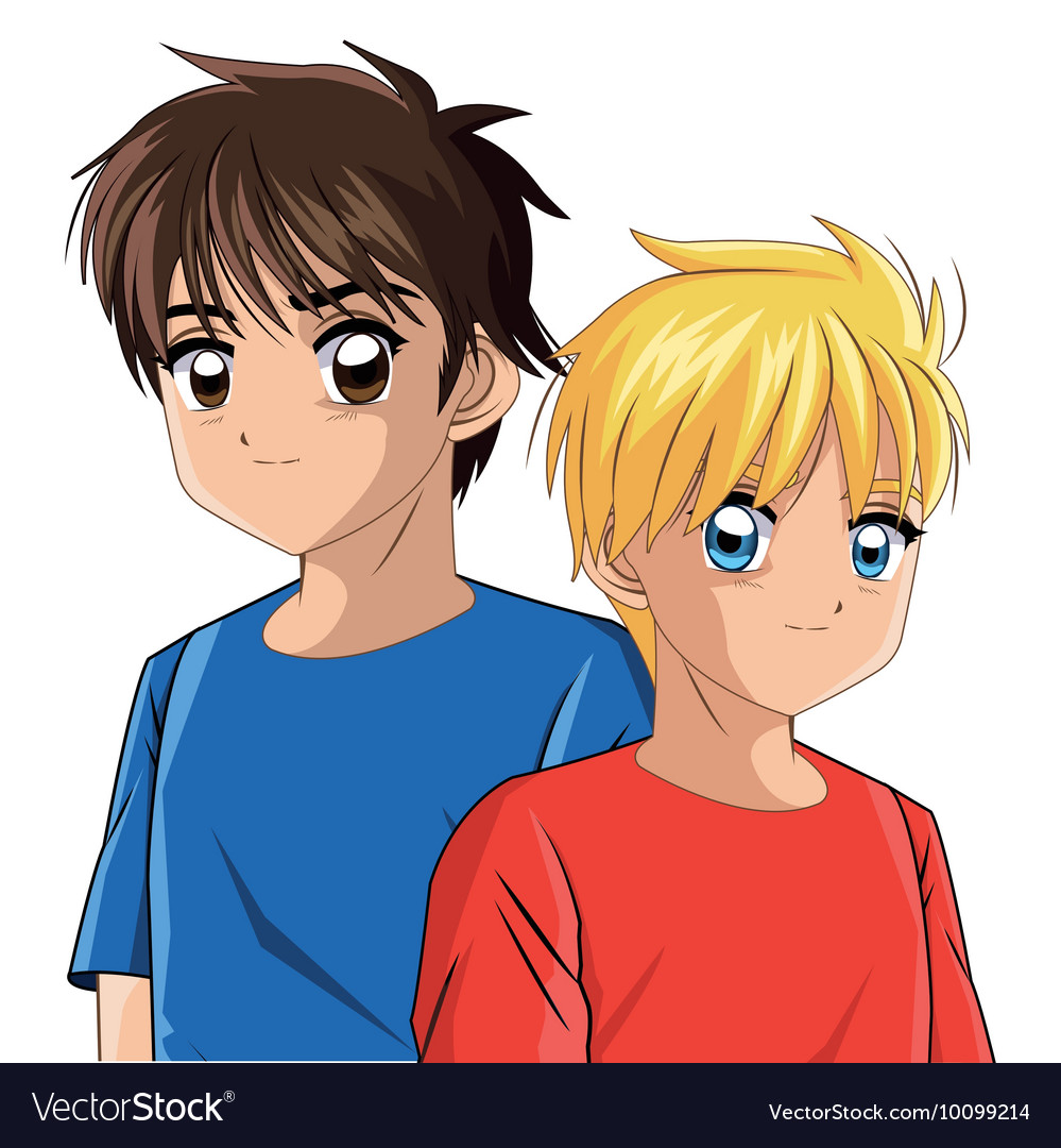 Boy anime male manga cartoon icon graphic Vector Image