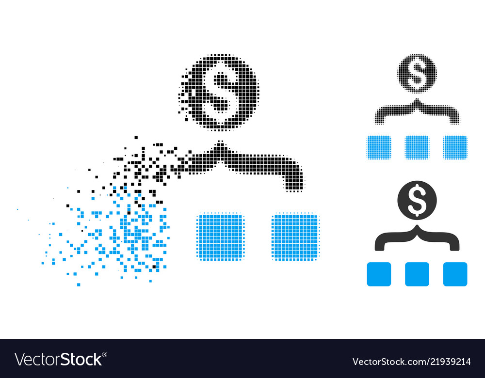 Disintegrating pixel halftone money aggregator Vector Image Disintegrating pixel halftone money aggregator