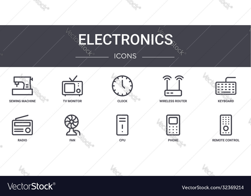 Electronics concept line icons set contains vector image Electronics concept line icons set contains