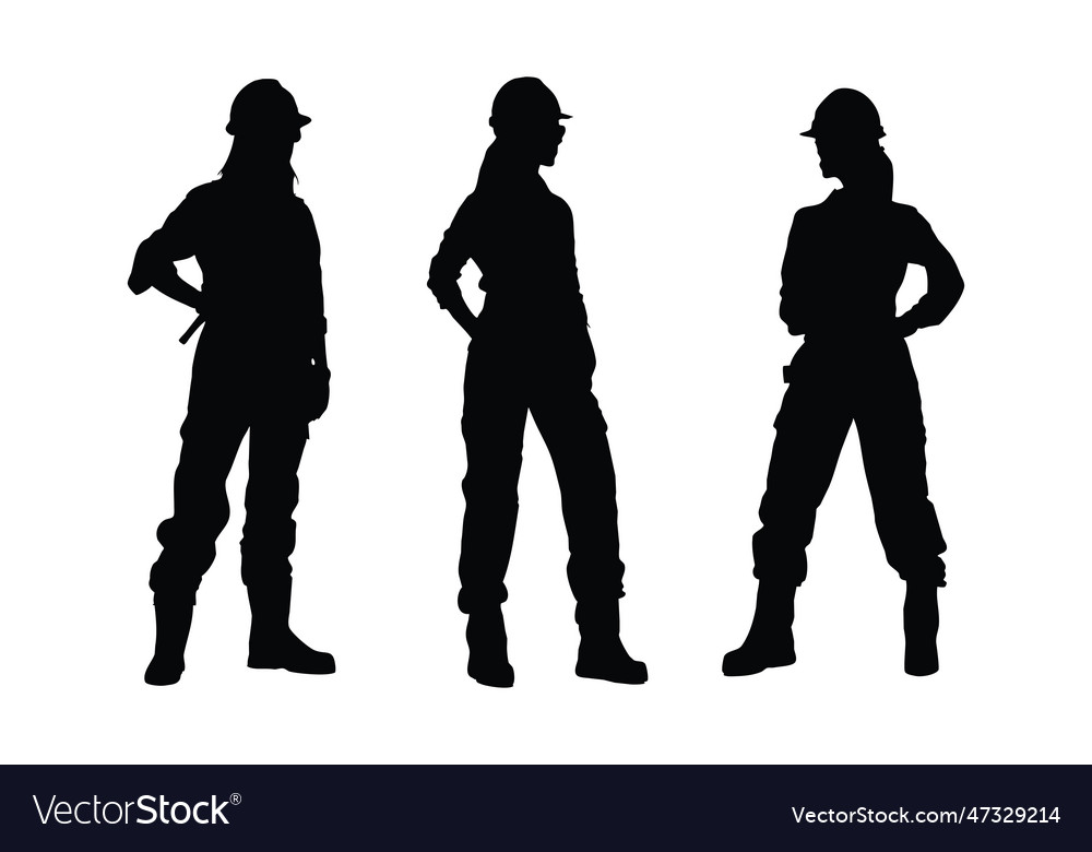 Female bricklayer silhouette collection mason Vector Image