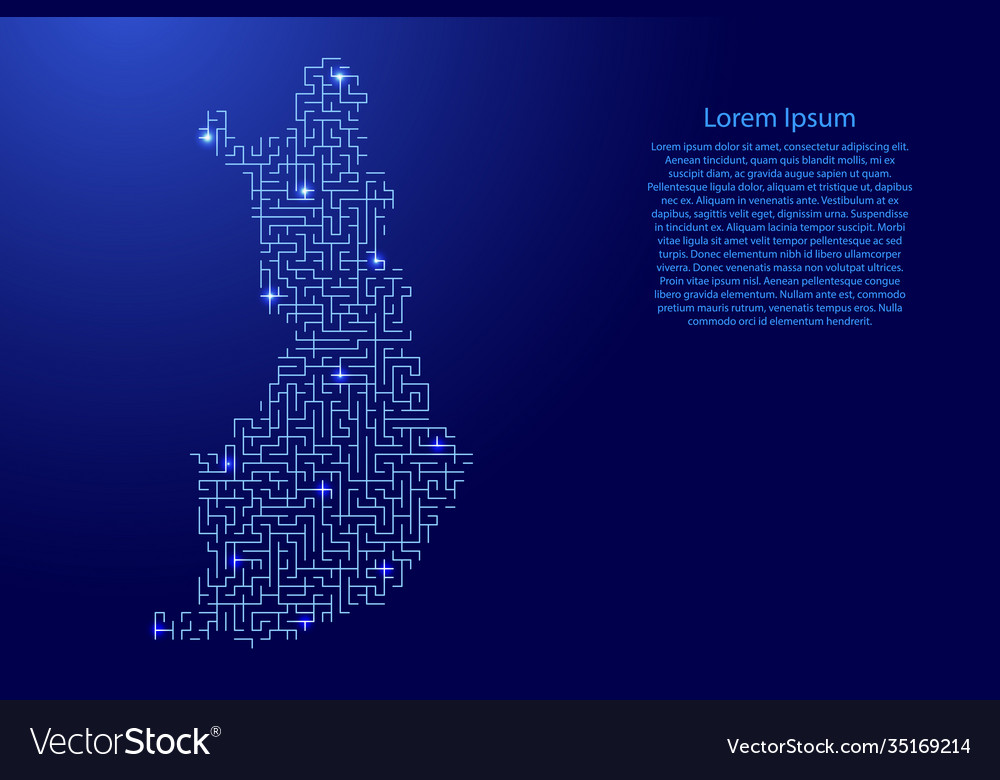 Finland map from blue pattern maze grid vector image Finland map from blue pattern maze grid