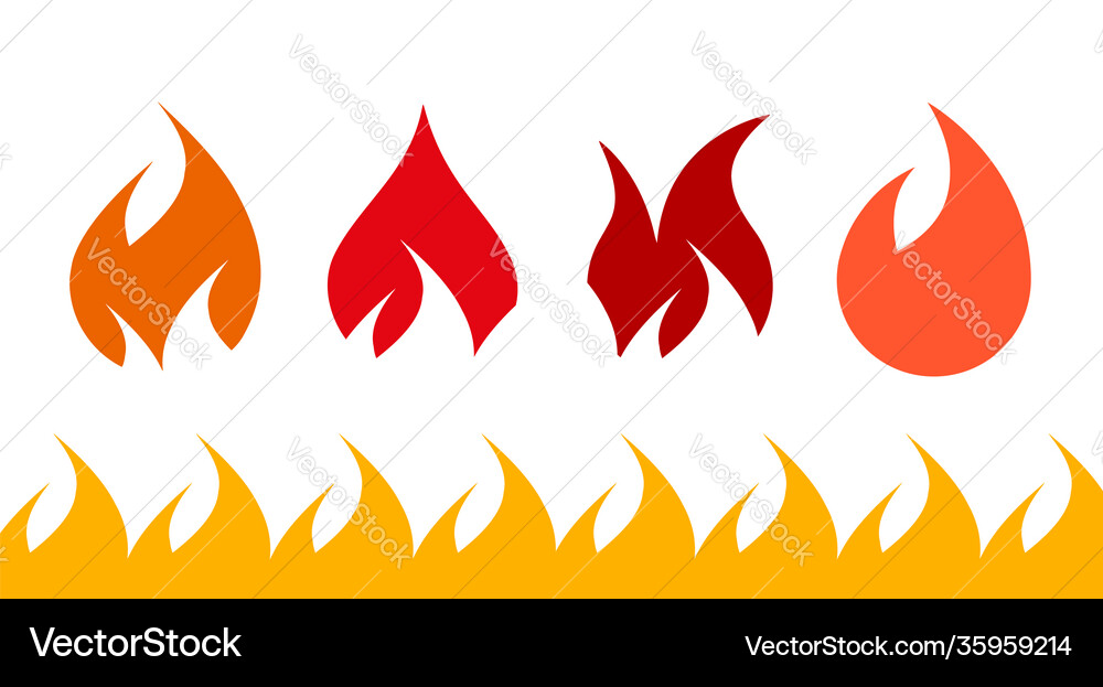 Fire flame icon set Royalty Free Vector Image - VectorStock