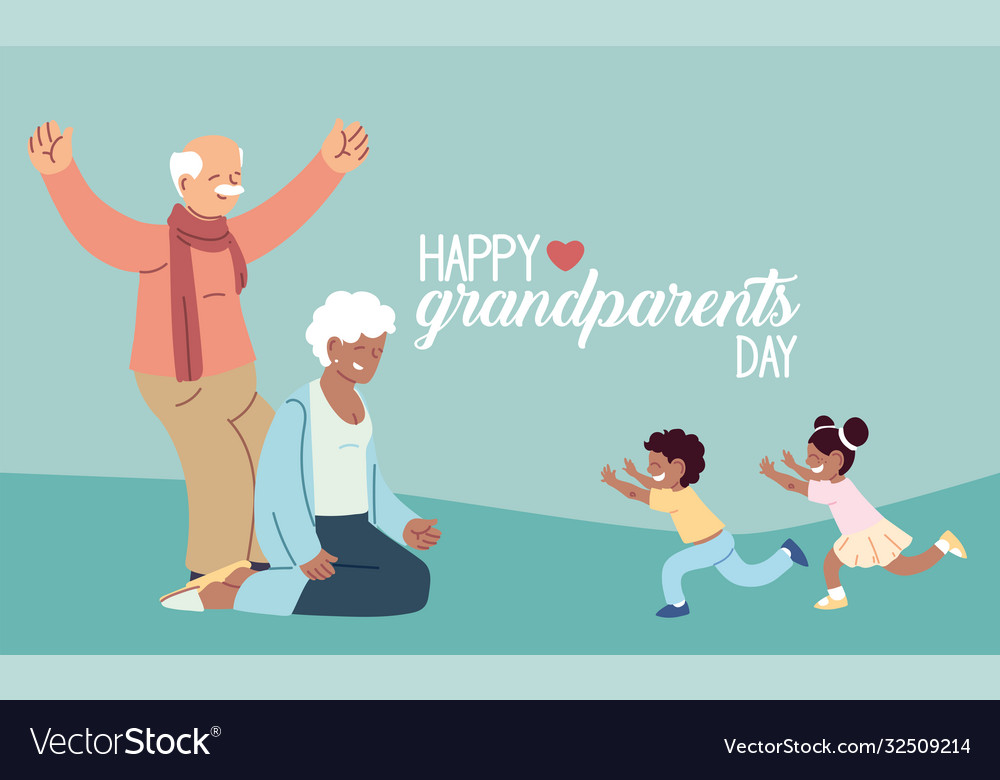 Grandmother And Grandfather With Grandchildren Vector Image