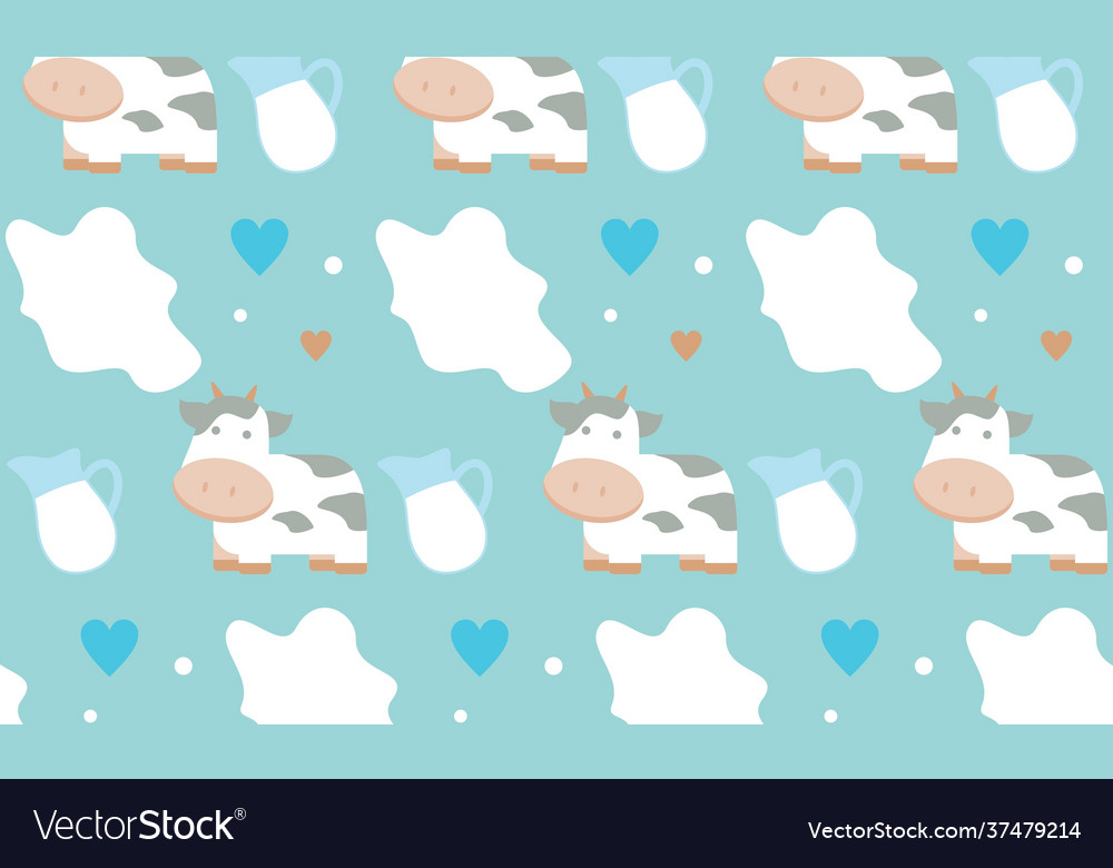 Milk cow seamless pattern Royalty Free Vector Image