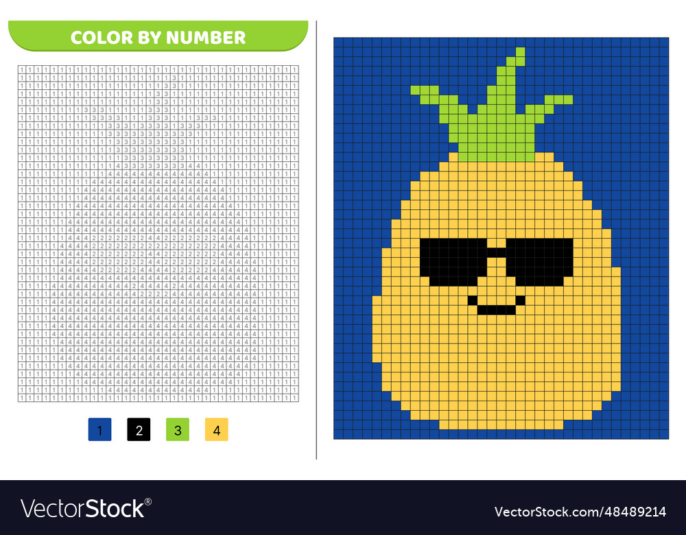 Pineapple squishmallow color by number pixel Vector Image