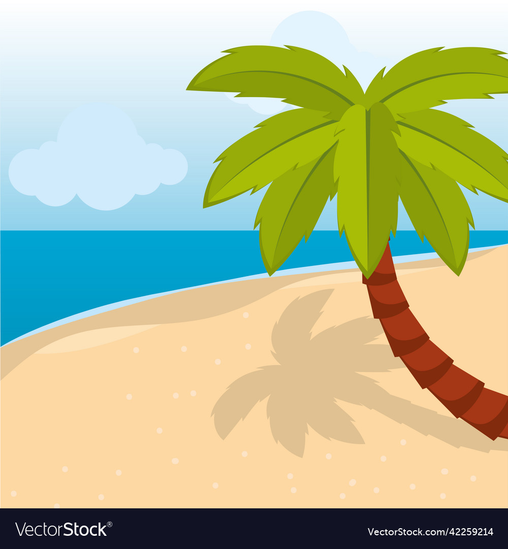 Poster palms beach landscape Royalty Free Vector Image