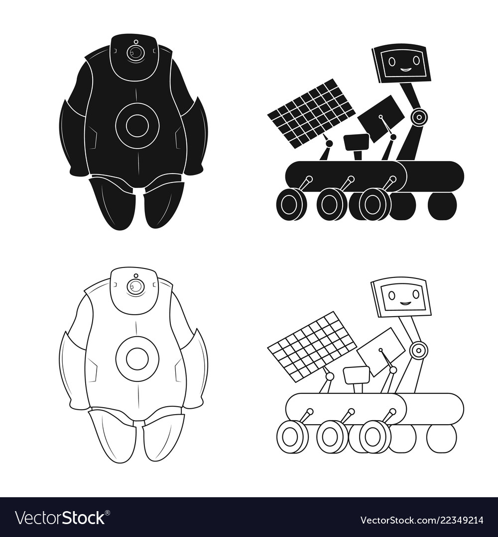 Robot and factory sign set vector image Robot and factory sign set