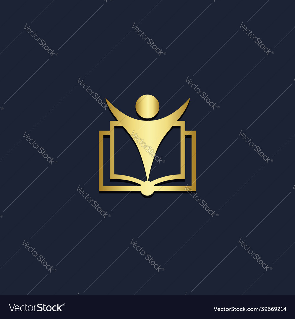 Student open book education gold logo Royalty Free Vector