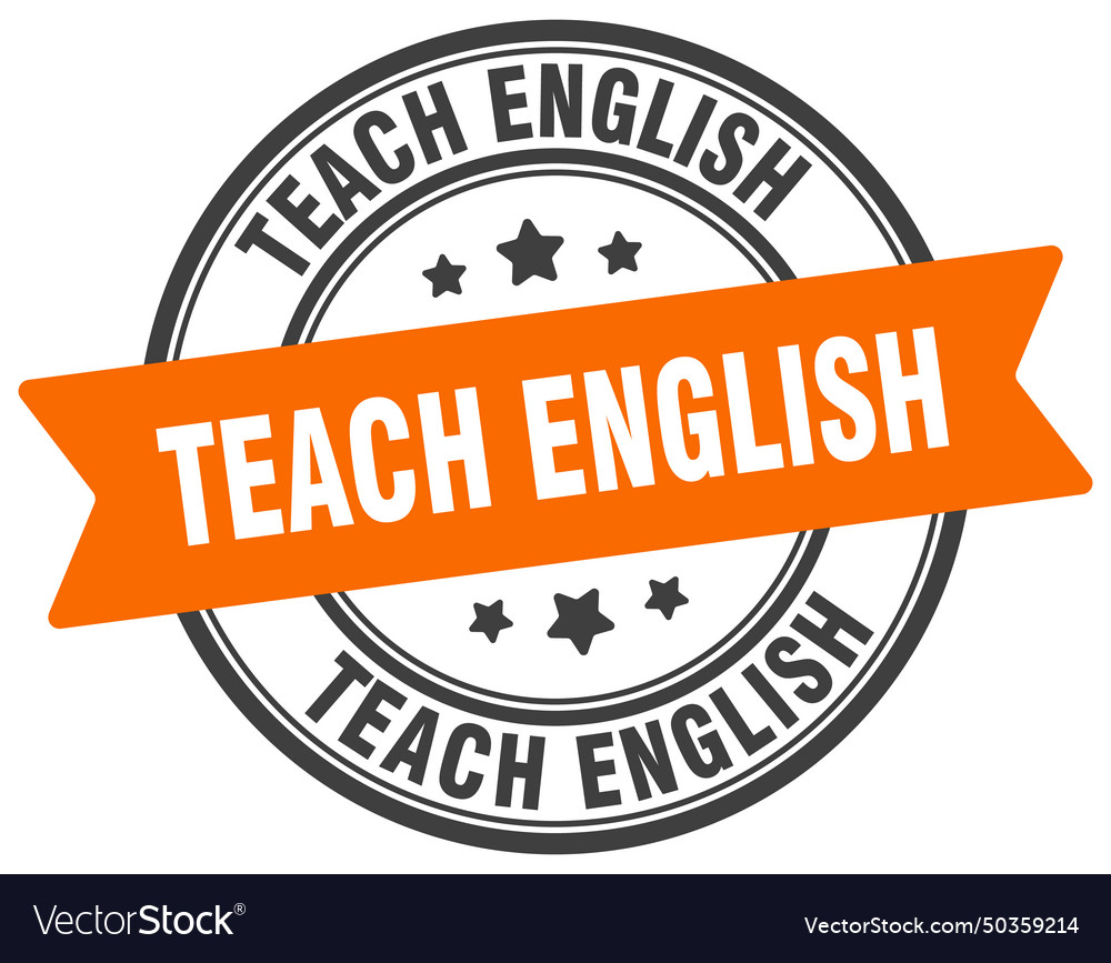 Teach english stamp label Royalty Free Vector Image