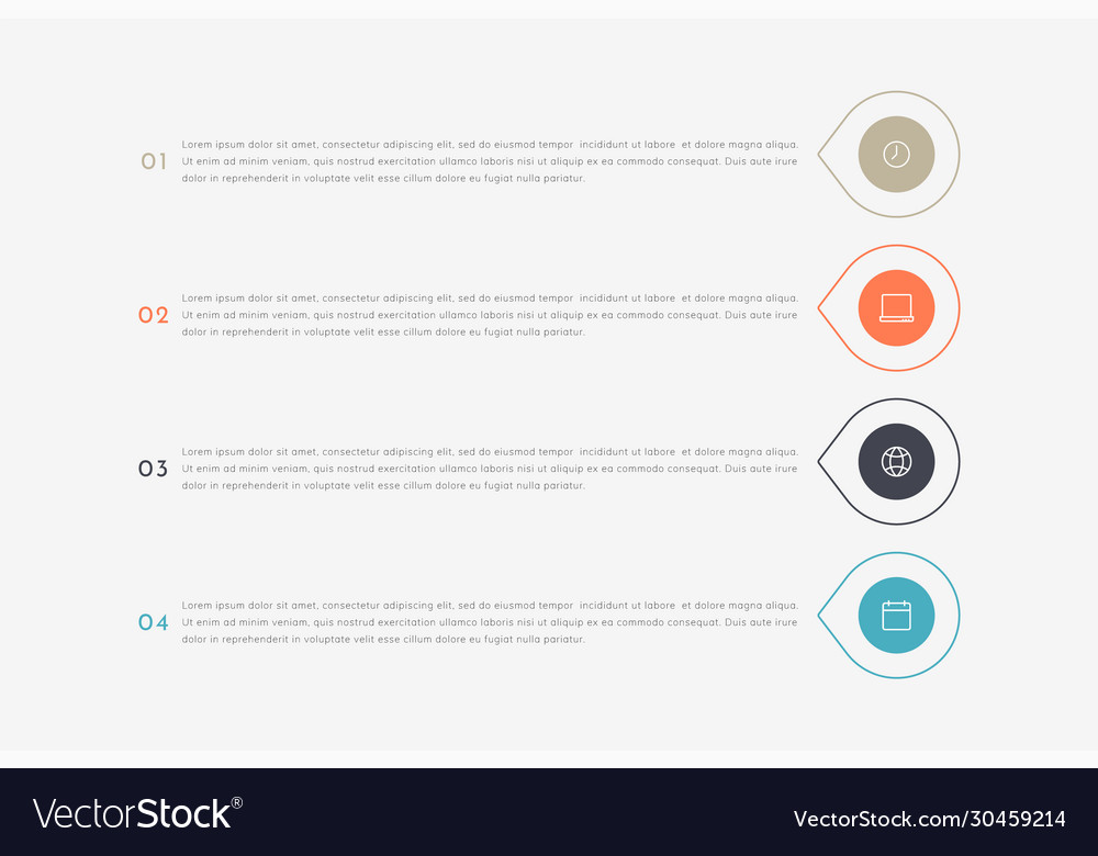Timeline infographic with 4 pointers Vector Image Timeline infographic with 4 pointers