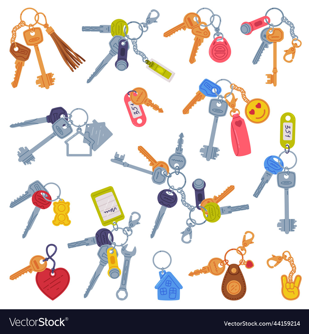 Trinket with keys hanging keychain or keyring Vector Image Trinket with keys hanging keychain or keyring
