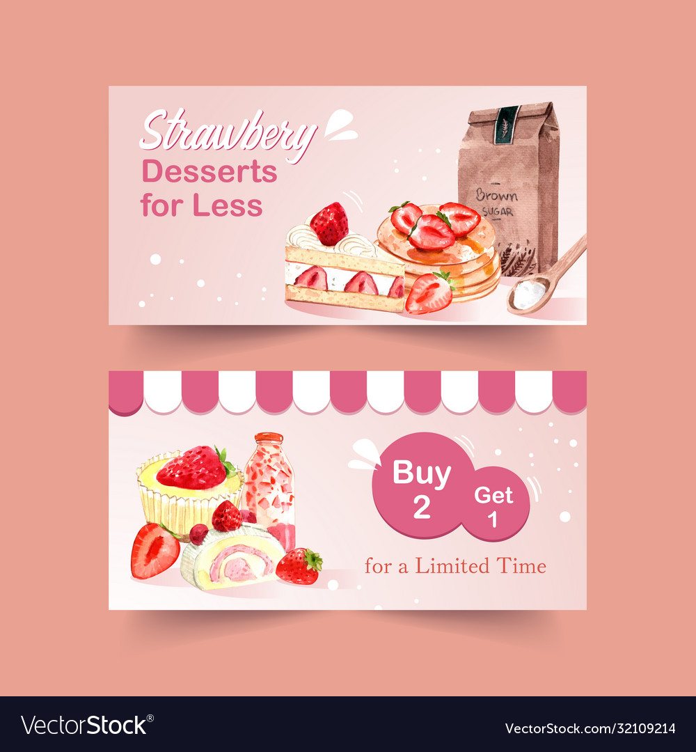 Twitter template with strawberry baking design