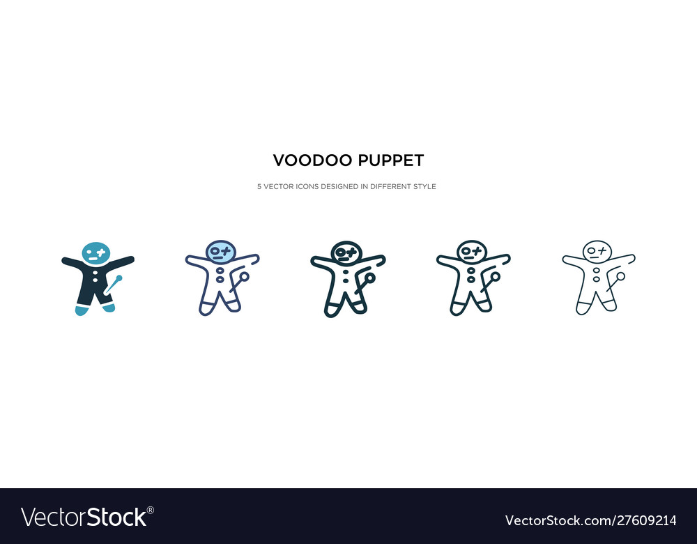 Voodoo puppet icon in different style two