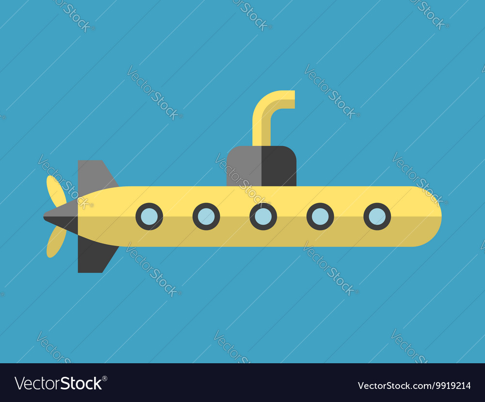 Yellow submarine flat style Royalty Free Vector Image