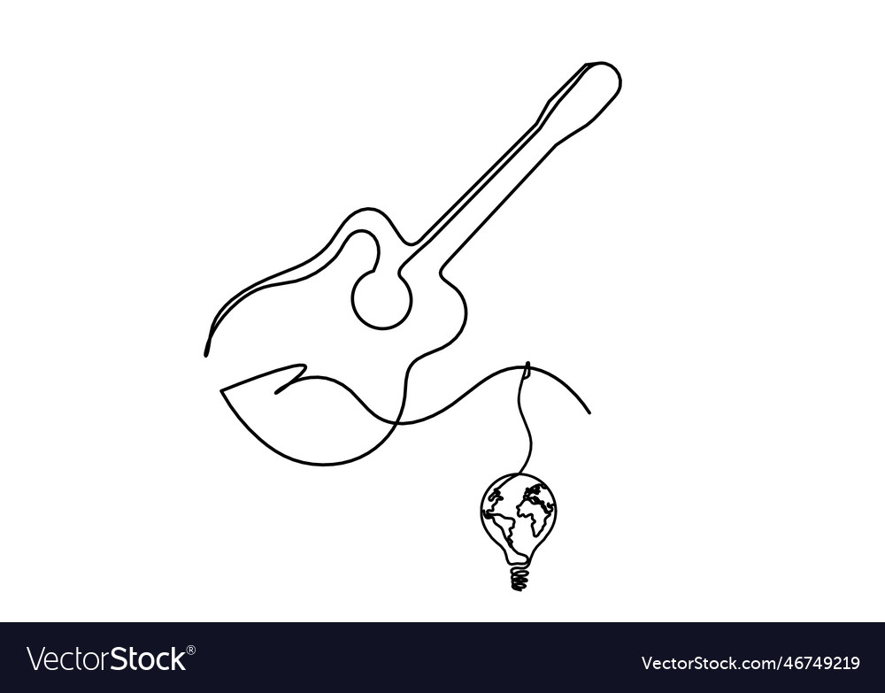 Abstract guitar with trophy as continuous lines